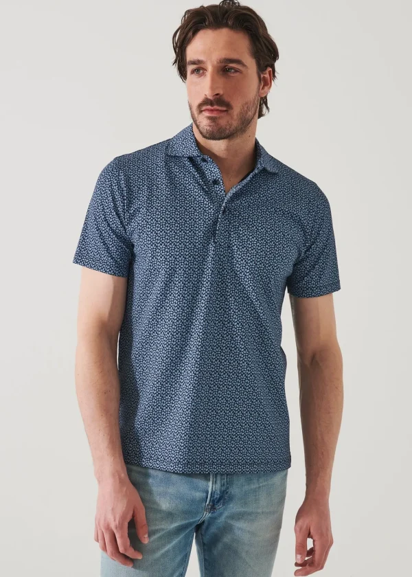 PATRICK ASSARAF Pima Cotton Stretch Printed Polo | Men Polos