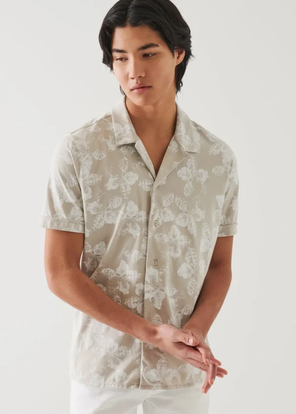 PATRICK ASSARAF Pima Cotton Stretch Printed Camp Shirt | Men Shirts