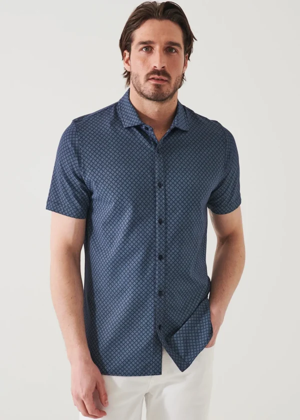 PATRICK ASSARAF Pima Cotton Stretch Printed Shirt | Men Shirts