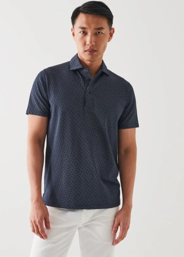 PATRICK ASSARAF Pima Cotton Stretch Printed Polo | Men Polos