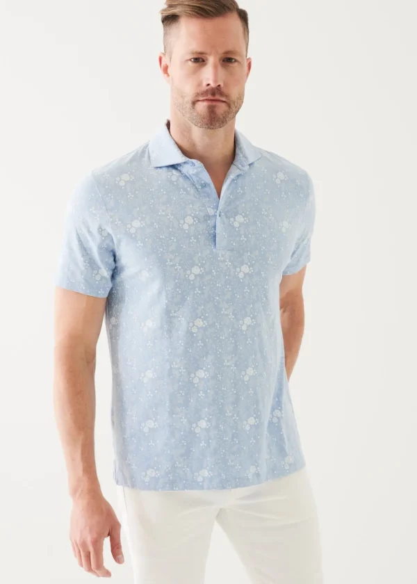 PATRICK ASSARAF Pima Cotton Stretch Printed Polo | Men Polos