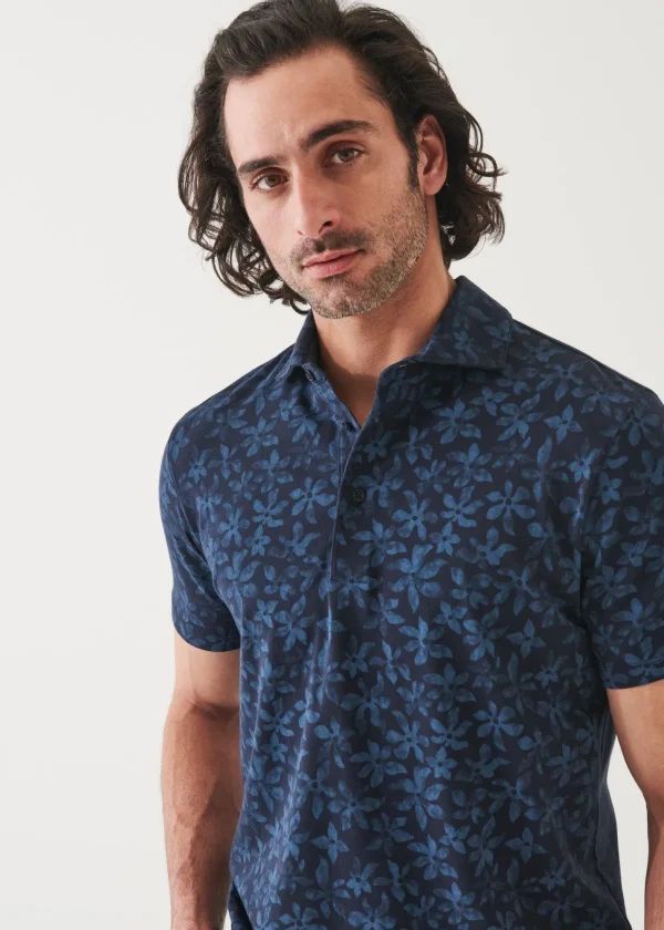 PATRICK ASSARAF Pima Cotton Stretch Printed Polo | Men Polos