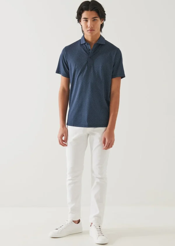 PATRICK ASSARAF Pima Cotton Stretch Printed Polo | Men Polos