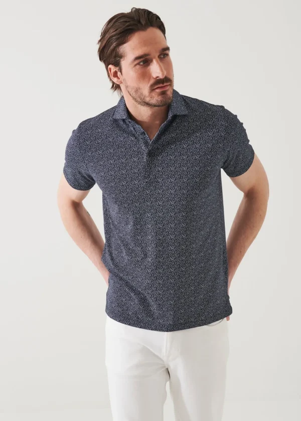 PATRICK ASSARAF Pima Cotton Stretch Printed Polo | Men Polos