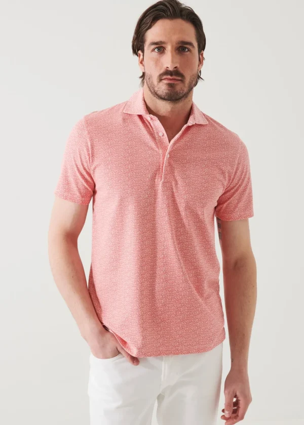 PATRICK ASSARAF Pima Cotton Stretch Printed Polo | Men Polos