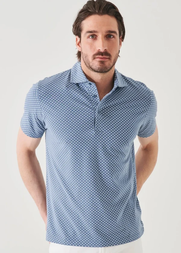 PATRICK ASSARAF Pima Cotton Stretch Printed Polo | Men Polos