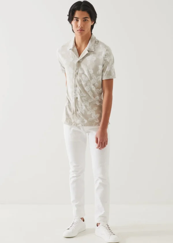 PATRICK ASSARAF Pima Cotton Stretch Printed Camp Shirt | Men Shirts