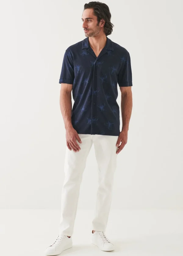 PATRICK ASSARAF Pima Cotton Stretch Printed Camp Shirt | Men Shirts