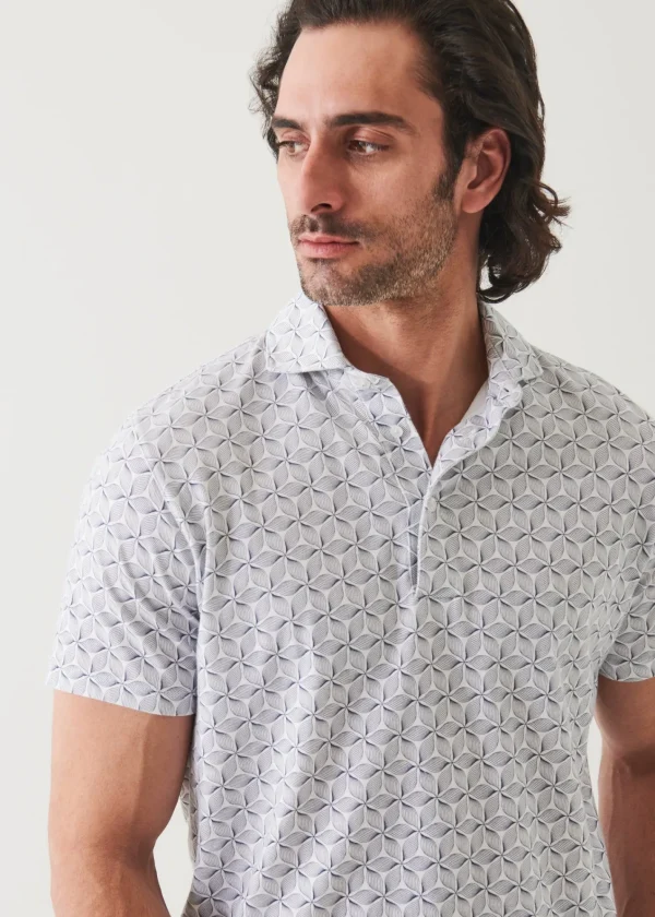 PATRICK ASSARAF Pima Cotton Stretch Printed Polo | Men Polos