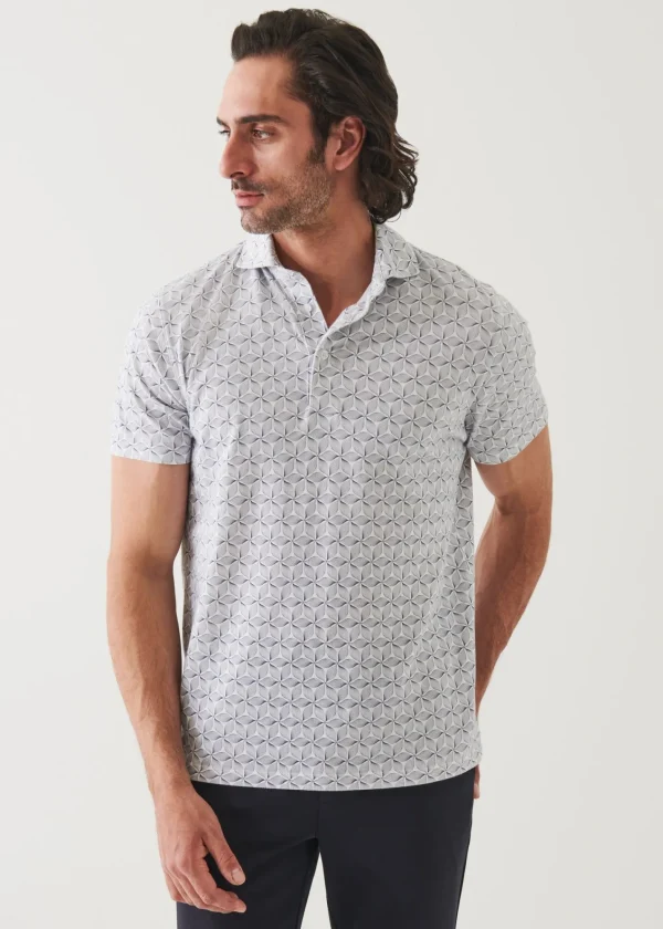 PATRICK ASSARAF Pima Cotton Stretch Printed Polo | Men Polos