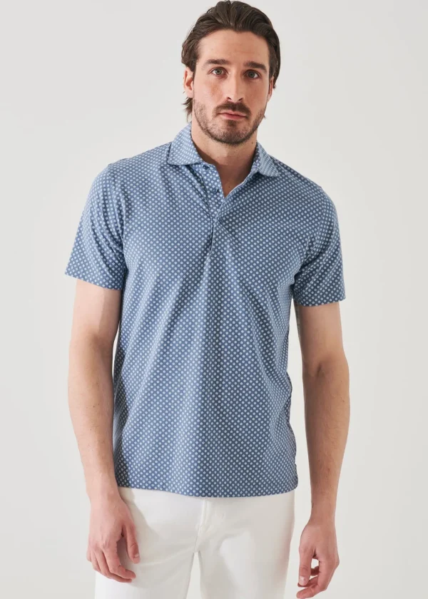 PATRICK ASSARAF Pima Cotton Stretch Printed Polo | Men Polos