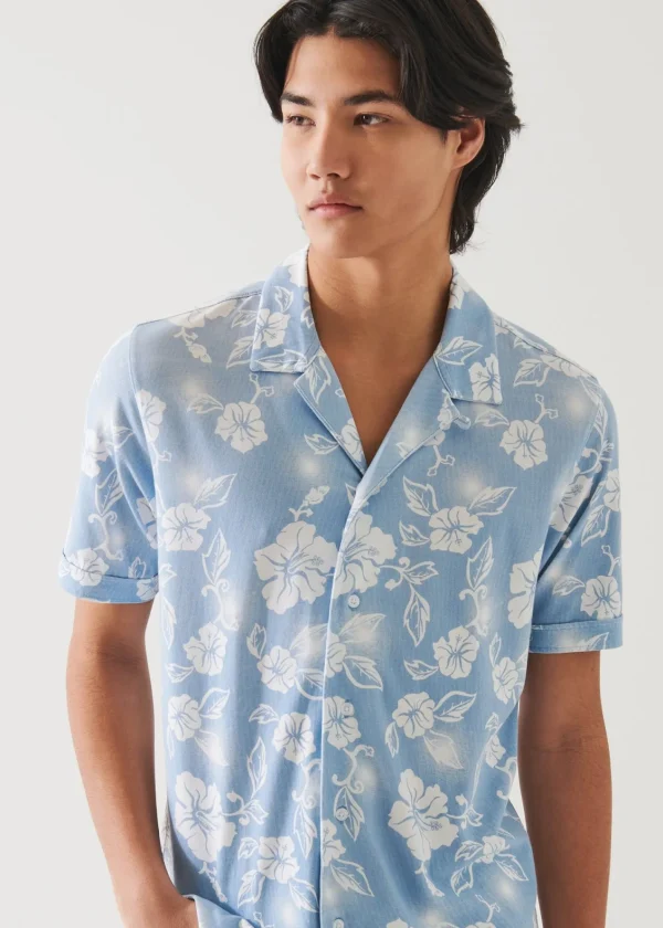 PATRICK ASSARAF Pima Cotton Stretch Printed Camp Shirt | Men Shirts