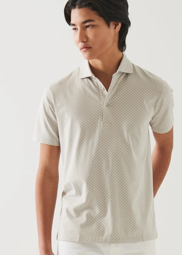 PATRICK ASSARAF Pima Cotton Stretch Printed Polo | Men Polos