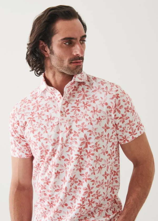 PATRICK ASSARAF Pima Cotton Stretch Printed Polo | Men Polos