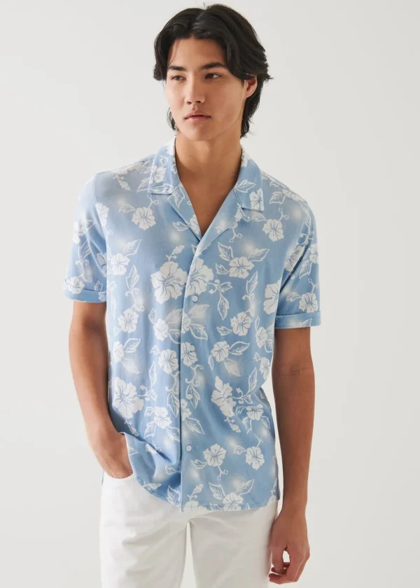 PATRICK ASSARAF Pima Cotton Stretch Printed Camp Shirt | Men Shirts