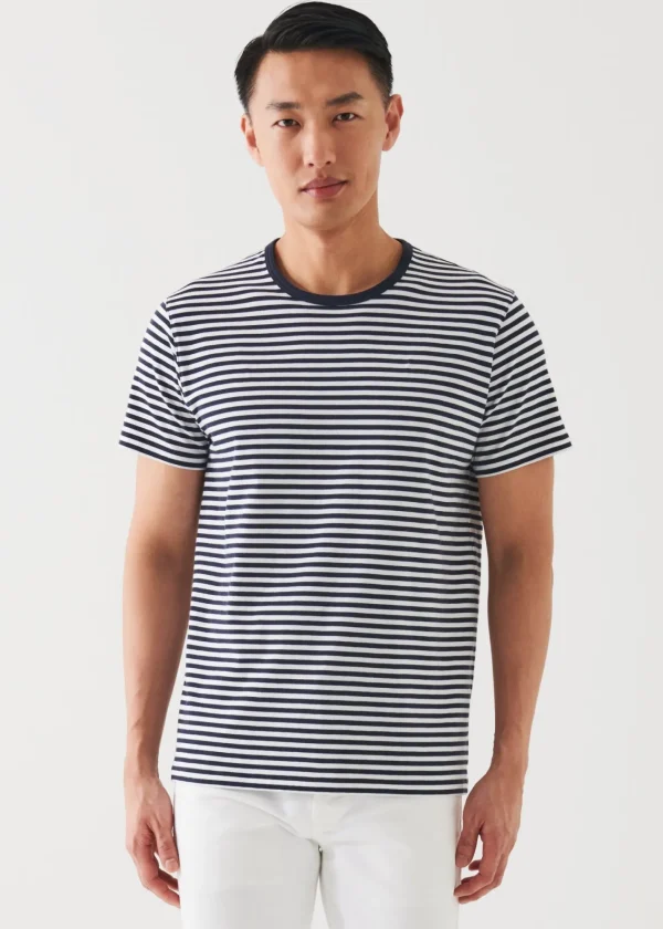 PATRICK ASSARAF Pima Cotton Stretch Striped T-Shirt | Men T-Shirts