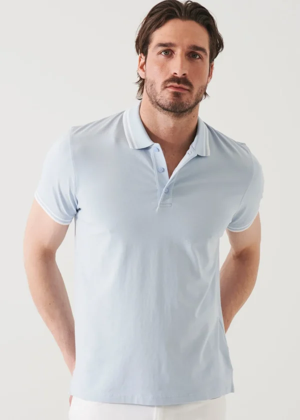 PATRICK ASSARAF Pima Cotton Stretch Tipped Polo | Men Polos