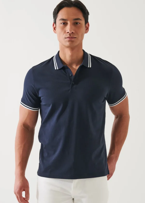 PATRICK ASSARAF Pima Cotton Stretch Tipped Polo | Men Polos