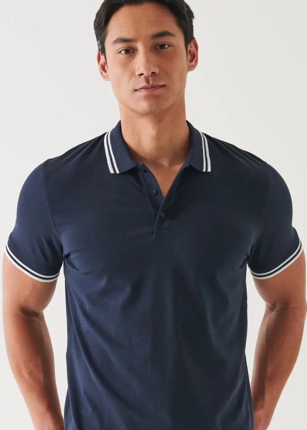 PATRICK ASSARAF Pima Cotton Stretch Tipped Polo | Men Polos