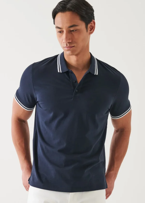 PATRICK ASSARAF Pima Cotton Stretch Tipped Polo | Men Polos