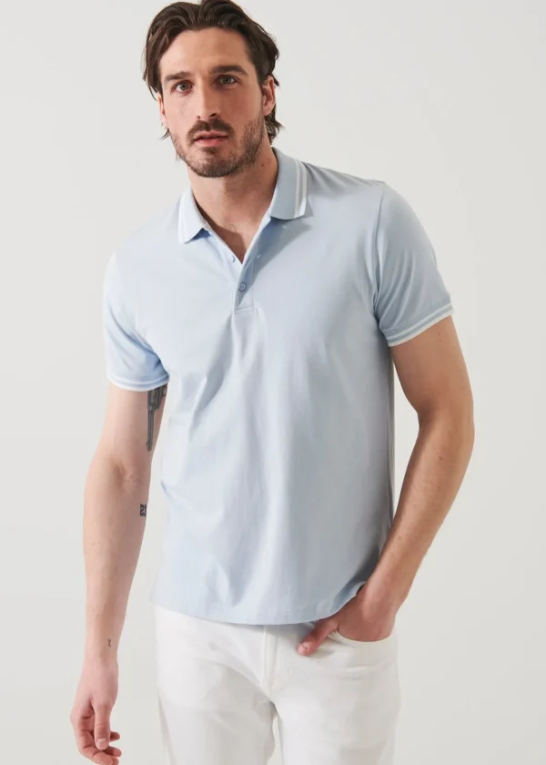 PATRICK ASSARAF Pima Cotton Stretch Tipped Polo | Men Polos