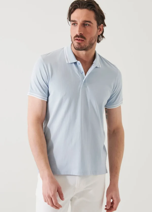 PATRICK ASSARAF Pima Cotton Stretch Tipped Polo | Men Polos