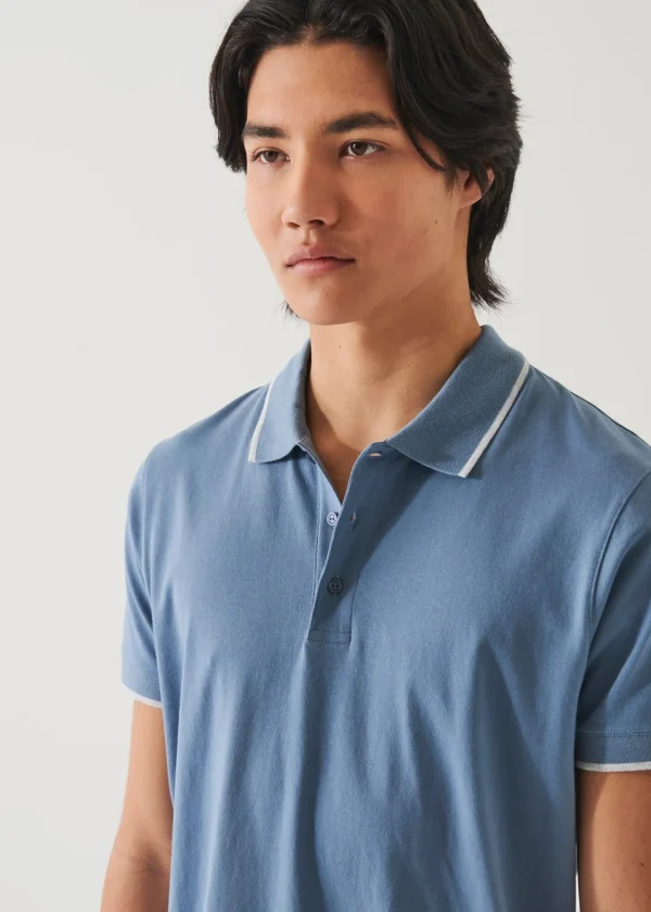 PATRICK ASSARAF Pima Cotton Stretch Tipped Polo | Men Polos