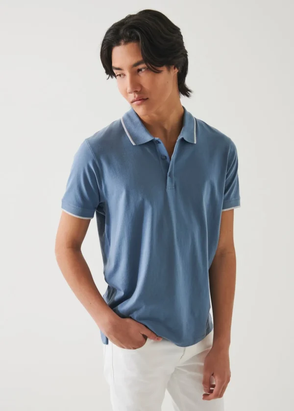 PATRICK ASSARAF Pima Cotton Stretch Tipped Polo | Men Polos