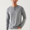 PATRICK ASSARAF Pima Cotton Stretch Vintage Wash Henley | Men T-Shirts