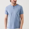 PATRICK ASSARAF Pima Cotton Stretch Vintage Wash Henley T-Shirt | Men T-Shirts