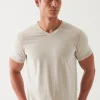 PATRICK ASSARAF Pima Cotton Stretch Vintage Wash V-Neck T-Shirt | Men T-Shirts