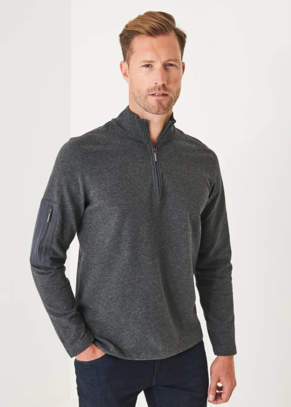 PATRICK ASSARAF Pima Stretch Fleece Quarter-Zip | Men Sweatshirts & Hoodies