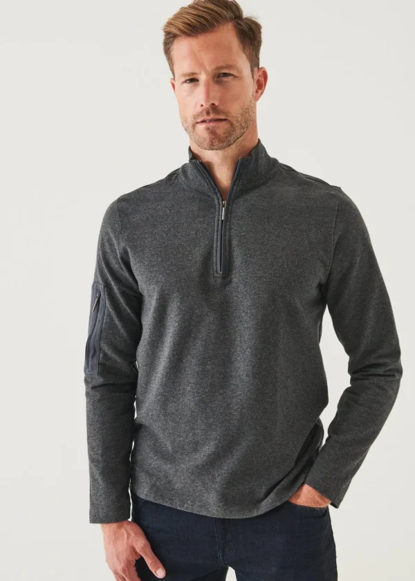 PATRICK ASSARAF Pima Stretch Fleece Quarter-Zip | Men Sweatshirts & Hoodies