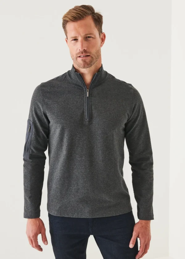 PATRICK ASSARAF Pima Stretch Fleece Quarter-Zip | Men Sweatshirts & Hoodies