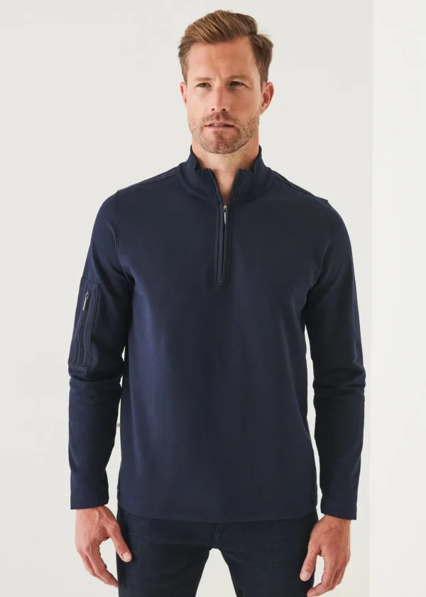 PATRICK ASSARAF Pima Stretch Fleece Quarter-Zip | Men Sweatshirts & Hoodies