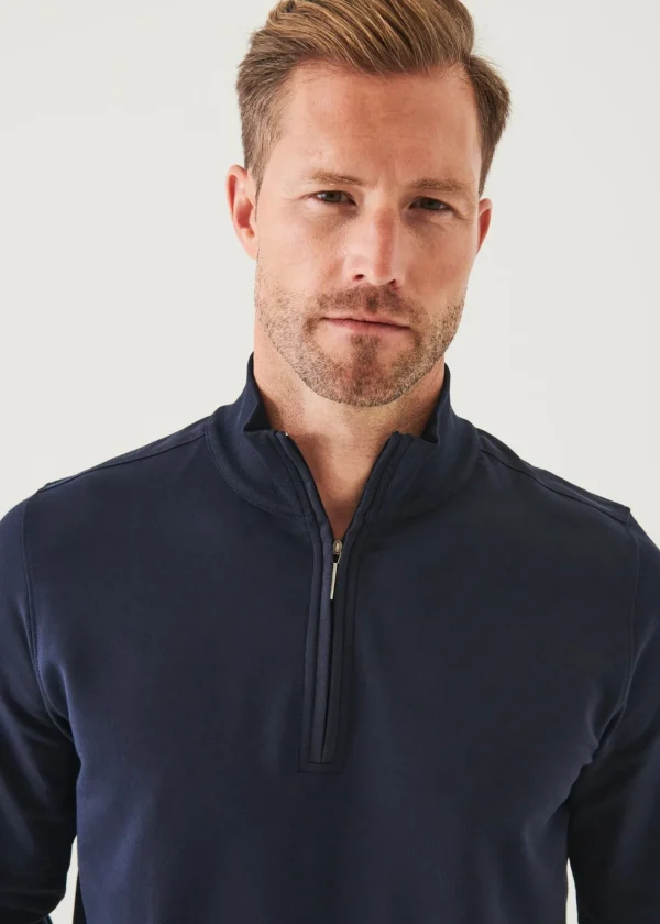 PATRICK ASSARAF Pima Stretch Fleece Quarter-Zip | Men Sweatshirts & Hoodies