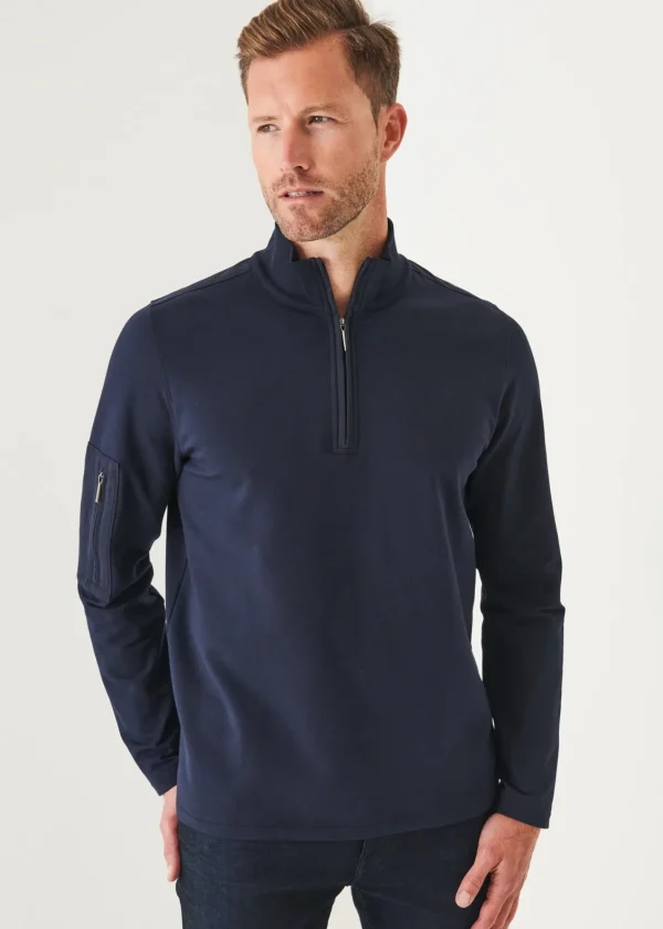 PATRICK ASSARAF Pima Stretch Fleece Quarter-Zip | Men Sweatshirts & Hoodies