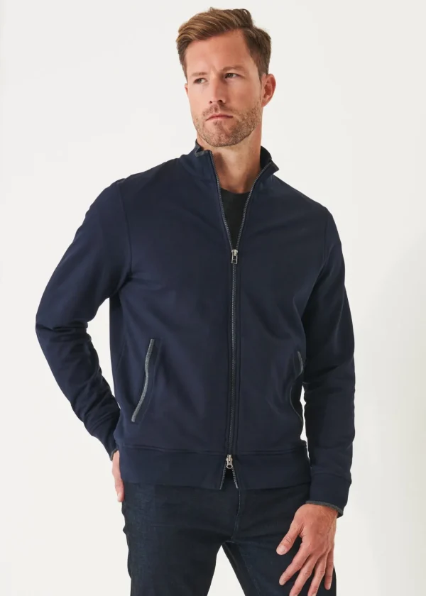 PATRICK ASSARAF Pima Stretch Fleece Track Jacket | Men Sweatshirts & Hoodies