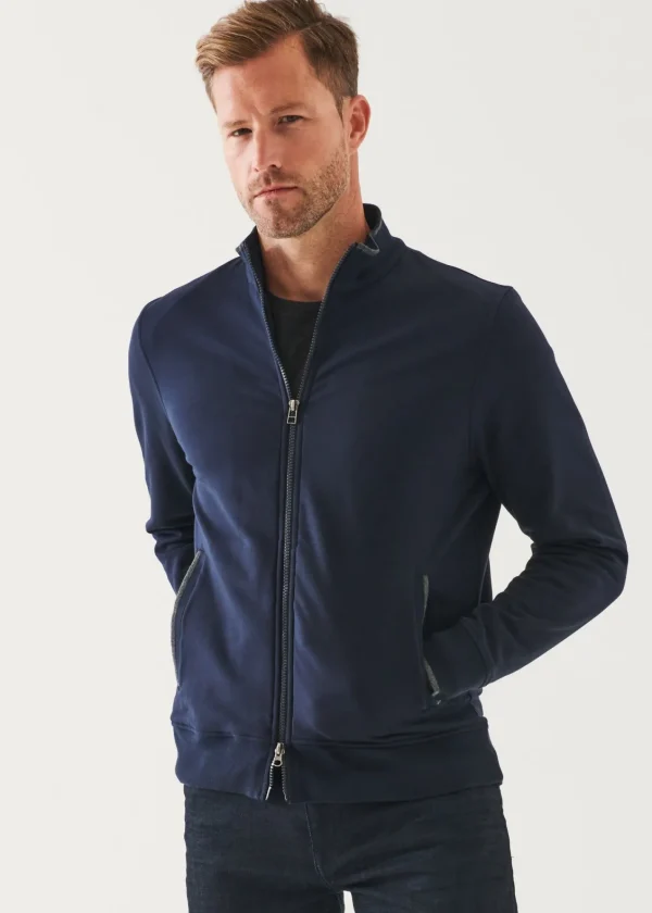 PATRICK ASSARAF Pima Stretch Fleece Track Jacket | Men Sweatshirts & Hoodies