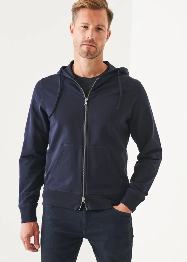 PATRICK ASSARAF Pima Stretch Fleece Zip-Up Hoodie | Men Sweatshirts & Hoodies