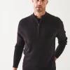 PATRICK ASSARAF Plaited Ribbed Quarter-Zip Mock | Men Knitwear