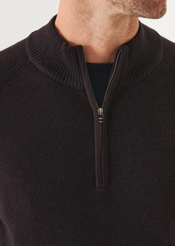 PATRICK ASSARAF Plaited Ribbed Quarter-Zip Mock | Men Knitwear