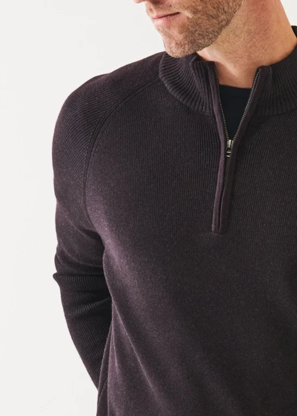 PATRICK ASSARAF Plaited Ribbed Quarter-Zip Mock | Men Knitwear