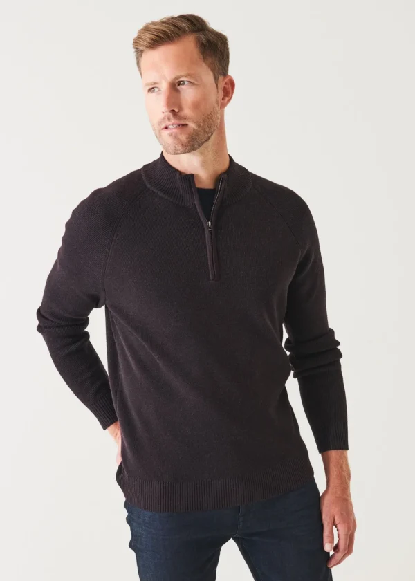 PATRICK ASSARAF Plaited Ribbed Quarter-Zip Mock | Men Knitwear