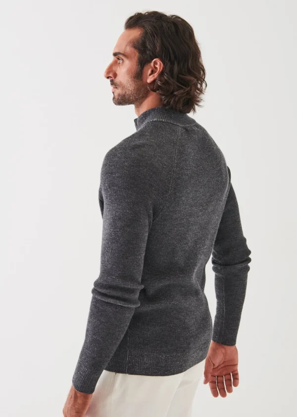 PATRICK ASSARAF Plaited Ribbed Quarter-Zip Mock | Men Knitwear