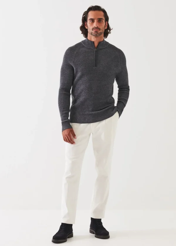 PATRICK ASSARAF Plaited Ribbed Quarter-Zip Mock | Men Knitwear