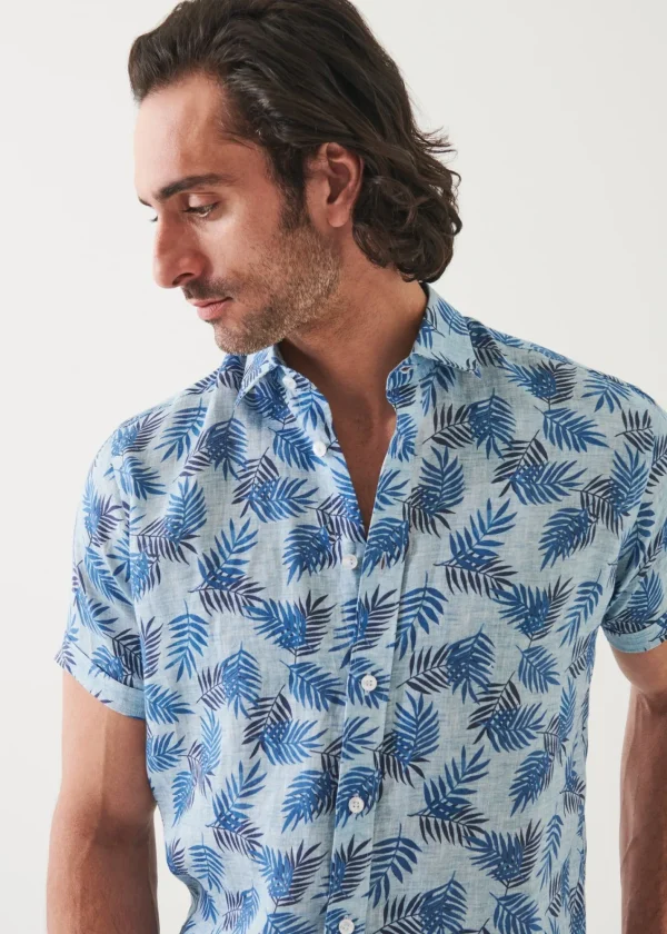 PATRICK ASSARAF Printed Linen Shirt | Men Shirts