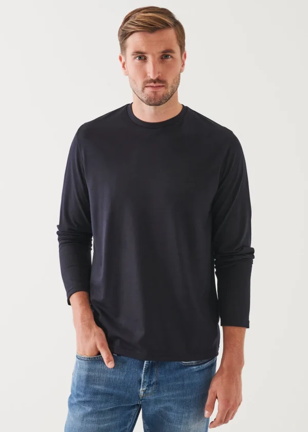 PATRICK ASSARAF Reda Active Wool Long-Sleeve Knit T-Shirt | Men T-Shirts