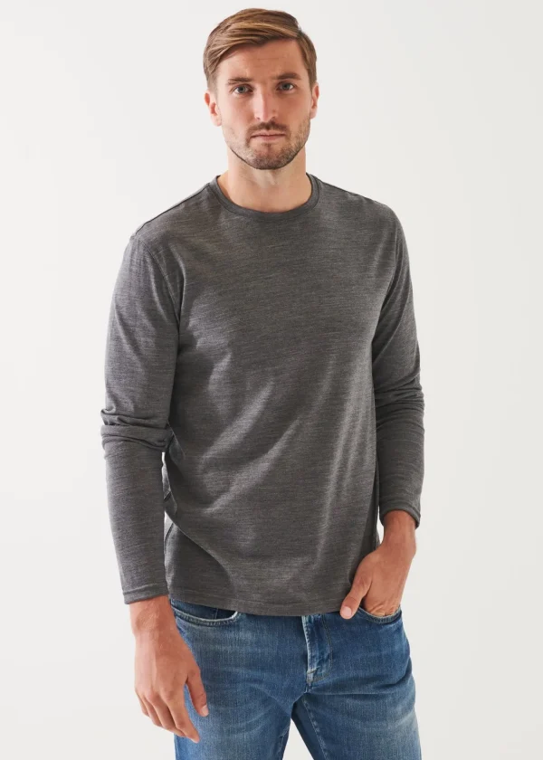 PATRICK ASSARAF Reda Active Wool Long-Sleeve Knit T-Shirt | Men T-Shirts