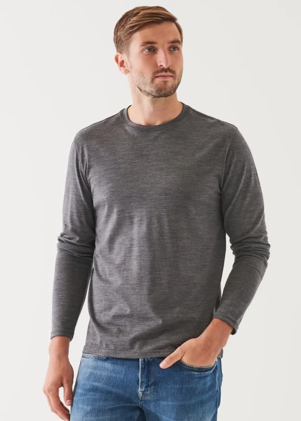 PATRICK ASSARAF Reda Active Wool Long-Sleeve Knit T-Shirt | Men T-Shirts